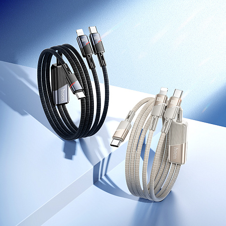 Кабель с 1 Type-C на 1 Type-C и 1 Lightning, U139, HOCO, 100W, черный