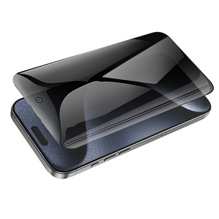 Защитное стекло для iPhone 16 Pro, G15, HOCO, Guardian shield series full-screen anti-spy tempered glass, черное