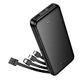 Универсальный Доп. Аккумулятор 10000mAh, J163, HOCO, выход: 2 USB, 1 PD (20W), кабель: Type-C, Lightning, Micro, черный