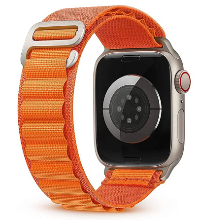 Ремешок на руку для Apple Watch 42/44/45/49 мм, тканевый, оранжевый