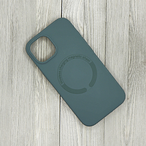 Чехол-накладка для iPhone 15, Silicon Case, магнитный (MagSafe), без лого, X-CASE, зеленый лес