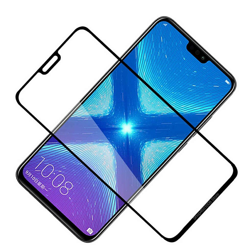 Защитное стекло на Honor 8X/Huawei Y9/Y9 Pro (2019), 9D, черный, X-CASE