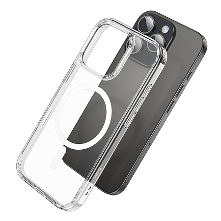 Чехол силиконовый для iPhone 16 Pro, Магнитный (MagSafe), HOCO, прозрачный