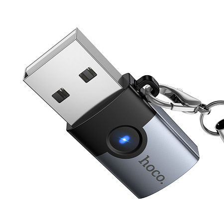 Переходник с USB 3.0 (папа) на Type-C (мама), UA46B, HOCO, серый