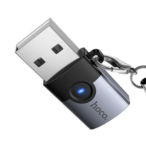 Переходник с USB 3.0 (папа) на Type-C (мама), UA46B, HOCO, серый