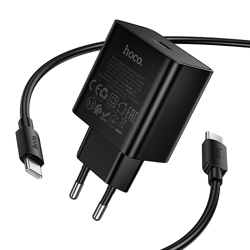 Сетевое зарядное устройство, 1 PD 45W (N77), HOCO,Type-C to Type-C, черный