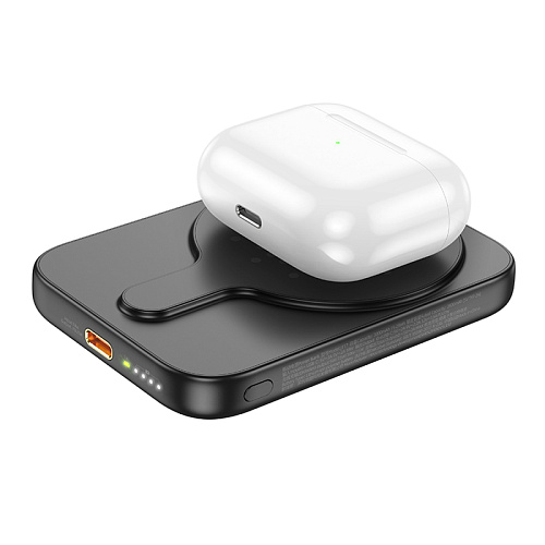 Универсальный Доп. Аккумулятор 5000mAh, J117, HOCO, выход: 1 PD 20W, беспроводная зарядка (MagSafe), черный