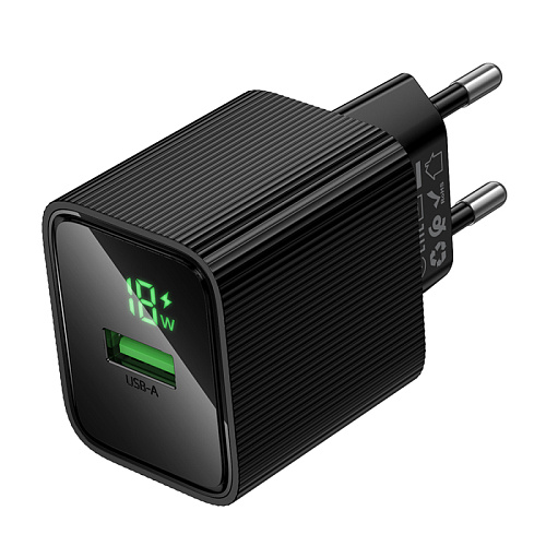 Сетевое зарядное устройство, 1 USB 3.0 QC (CS81A), HOCO, с дисплеем, черный