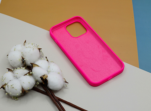 Чехол-накладка для iPhone 14 Pro Max, Silicon Case, без лого, ярко-розовый