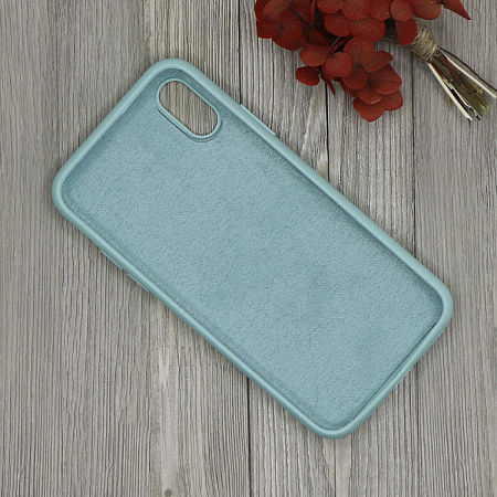 Чехол-накладка для iPhone X/XS, Silicon Case, без лого, бирюзовый