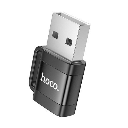 Переходник с USB (папа) на Type-C (мама), UA31D, HOCO, черный