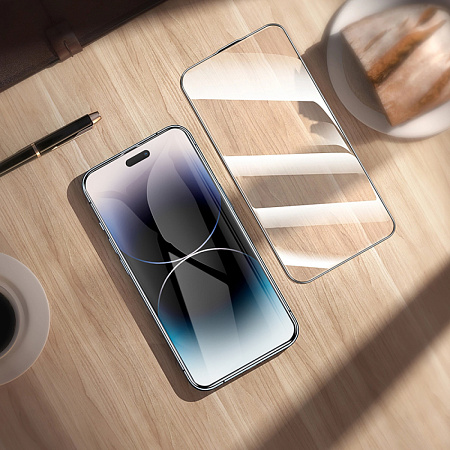 Защитное стекло для iPhone 14 Pro Max, A34, HOCO, 9D large arc dustproof glass, черное