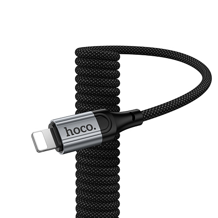 USB дата кабель Lightning, HOCO, X121, витой, длина 1.5м, черный