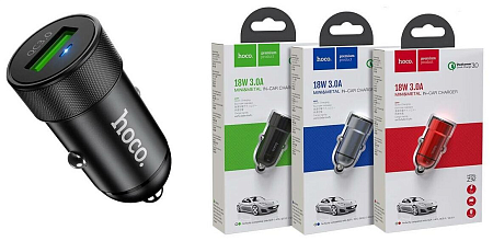 Автомобильное зарядное устройство, 1 USB 18W, QC3.0 (Z32A), HOCO, черный