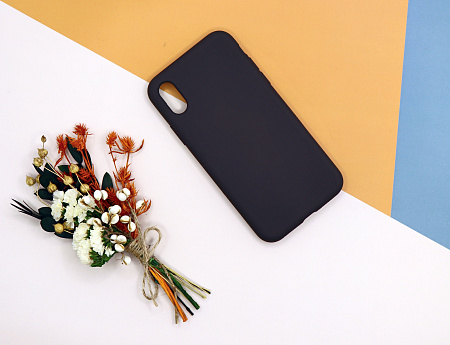 Чехол-накладка для iPhone X/XS, Silicon Case, без лого, угольно-серый