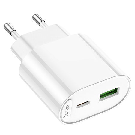Сетевое зарядное устройство, 1 PD 20W + 1 USB 3.0 QC (C109A), HOCO, белый