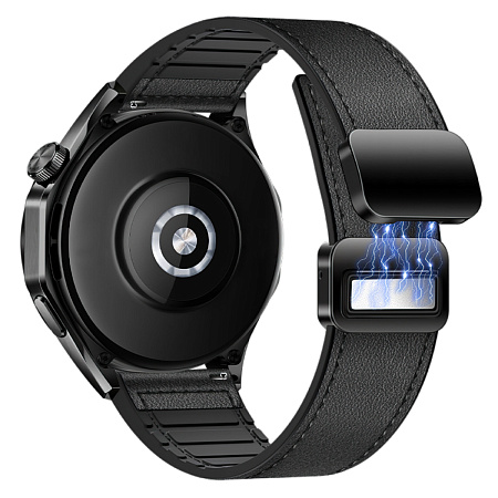 Ремешок на руку универсальный для умных часов 22мм, HOCO, WH18, кожа с силиконом, черный