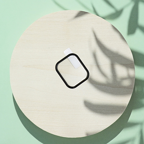 Защитное стекло на Apple Watch, 46mm, полный клей, прозрачное с черной рамкой