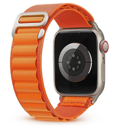 Ремешок на руку для Apple Watch 42/44/45/49 мм, тканевый, оранжевый