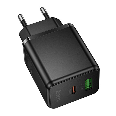 Сетевое зарядное устройство, 1 PD 30W + 1 USB 3.0 QC (C157A), HOCO, черный