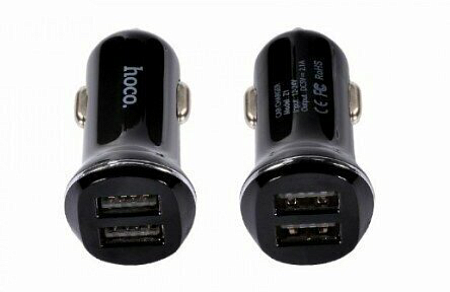 Автомобильное зарядное устройство, 2 USB 2.1A (Z1), usb cable lightning, HOCO, белый