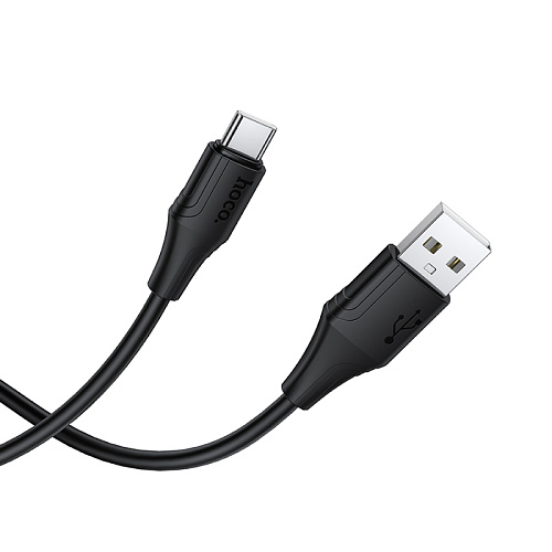 Usb кабель Type-C, HOCO, X124, силиконовый, 1м, ток до 2.3A, черный