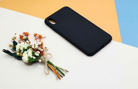 Чехол-накладка для iPhone XS Mas, Silicon Case, без лого, черный
