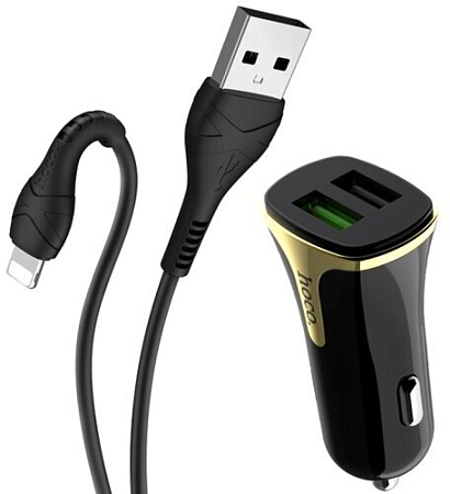 Автомобильное зарядное устройство, 2 USB 3.4A 18W QC3.0 (Z31), черный
