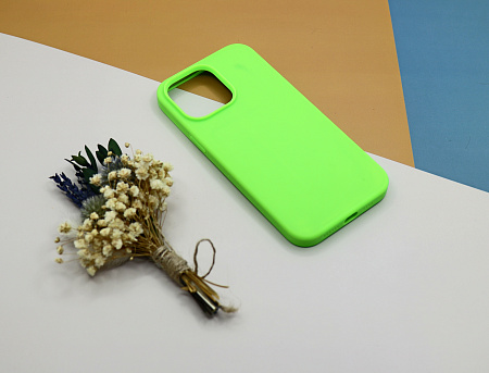 Чехол-накладка для iPhone 14 Pro Max, Silicon Case, без лого, ярко-зеленый