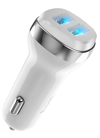 Автомобильное зарядное устройство, 2 USB 2.4A (Z40), HOCO, белый