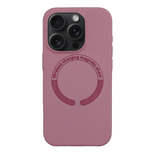 Чехол-накладка для iPhone 15 Pro Max, Silicon Case, магнитный (MagSafe), без лого, X-CASE, бледно-розовый