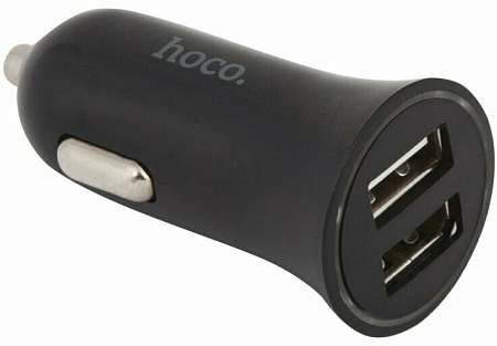 Автомобильное зарядное устройство, 2 USB 2.4A (UC204), HOCO, черный