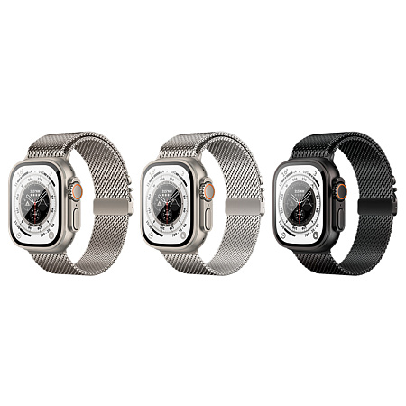 Ремешок на руку для Apple Watch 42/44/45/49 мм, HOCO, WA33, Milanese loop, застежка зонтиком, черный