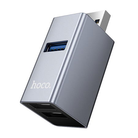 USB Хаб (HB54) c 1 USB на 1 USB 3.0 + 2 USB 2.0, HOCO, без провода, серый