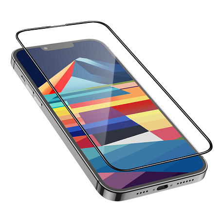 Защитное стекло для iPhone 15 Plus/16 Plus, A12 Plus, HOCO, 3D full screen HD tempered glass, черное