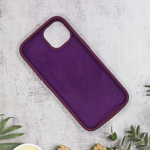Чехол-накладка для iPhone 15, Silicon Case, магнитный (MagSafe), без лого, X-CASE, винный